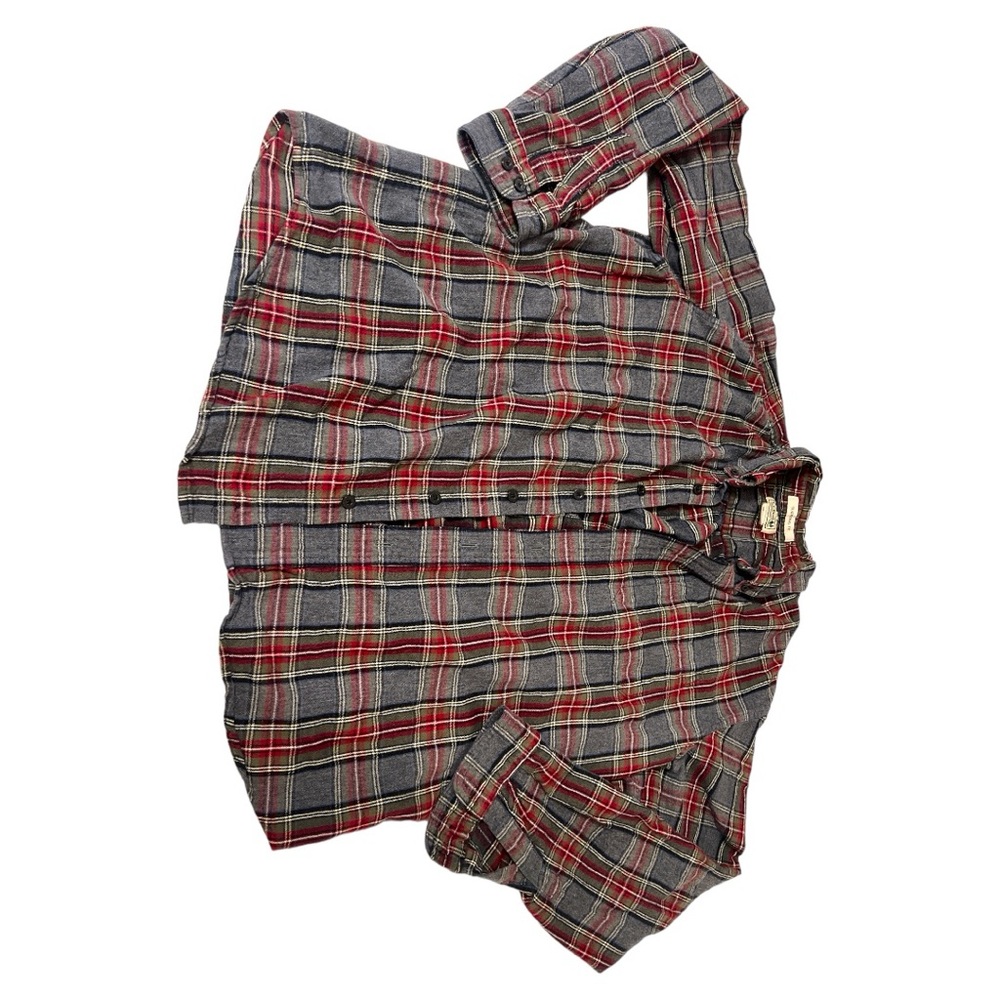 L.L. Bean Men's Plaid Button-Down Shirt in Gray and Red